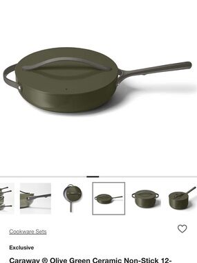 Caraway x Crate & Barrel Olive 10.5” Fry Pan Gunmetal Handle RARE no lid